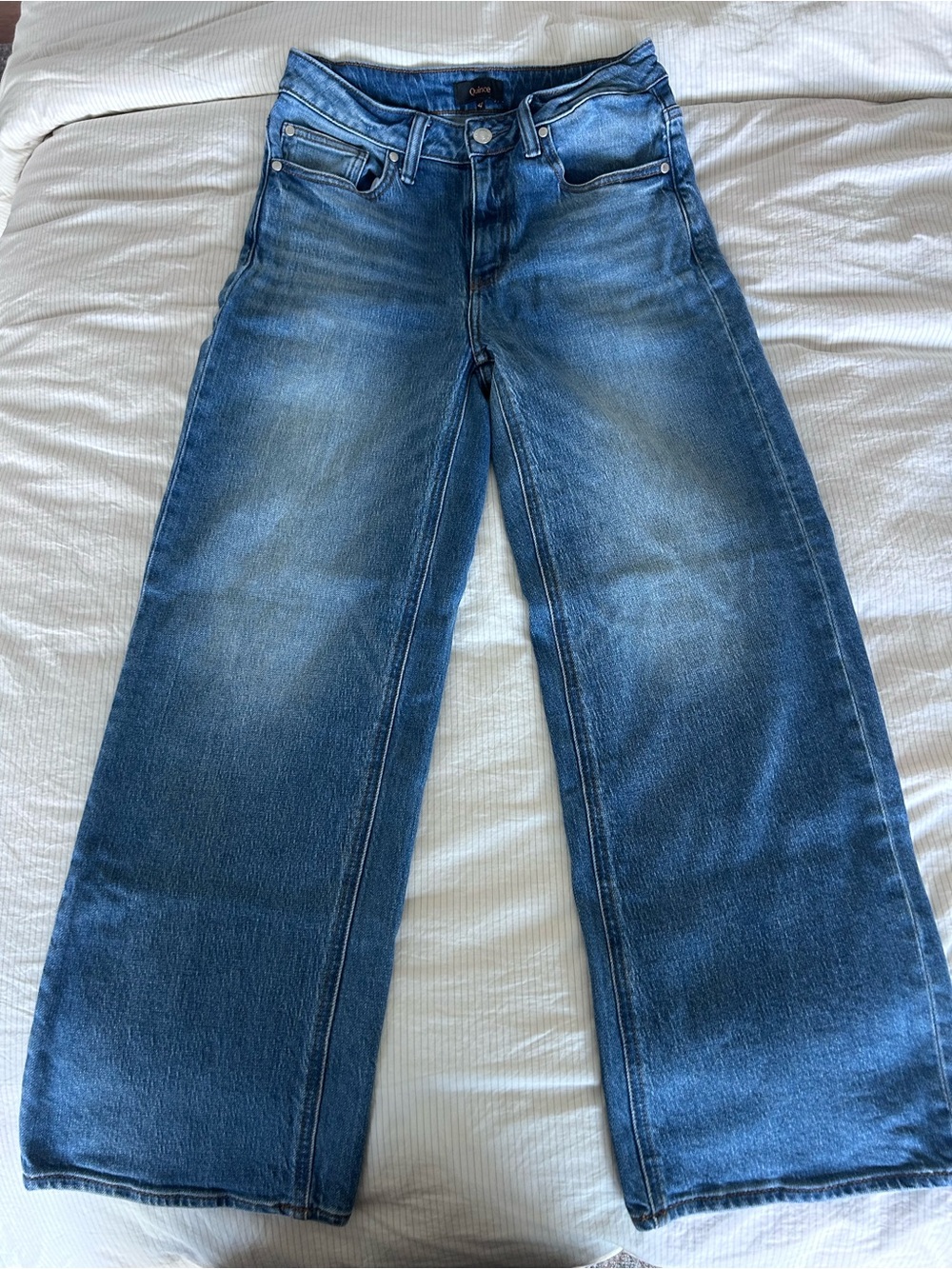 Quince Premium Denim High Rise Wide Leg Jeans Medium Wash Size 27